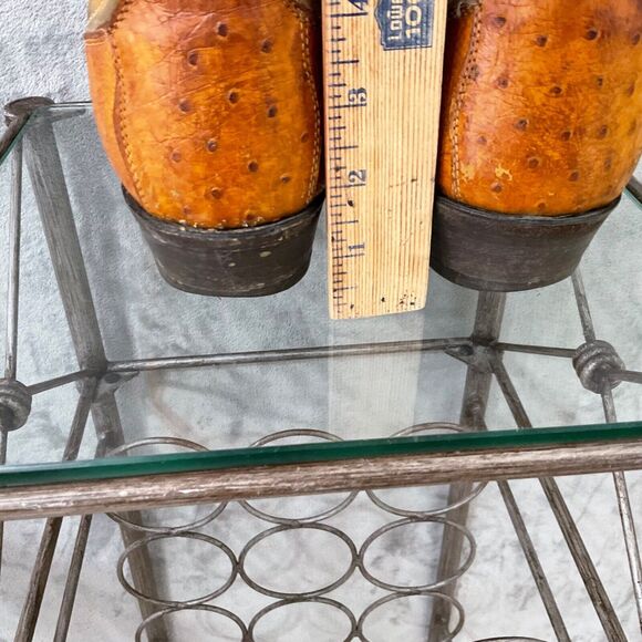 Vintage Justin Ostrich Cowboy Boots Mens 10.5 D Two tone tan full quill * - Picture 7 of 16